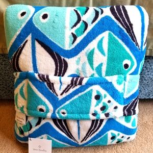 Vera Bradley Go Fish Blue Fleece Travel Blanket